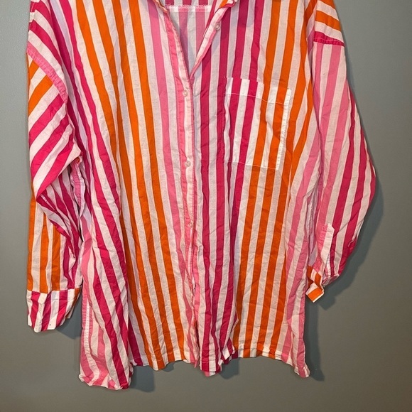 Beach Riot Pink and Orange Striped Button Down Shirt - Picture 7 of 11